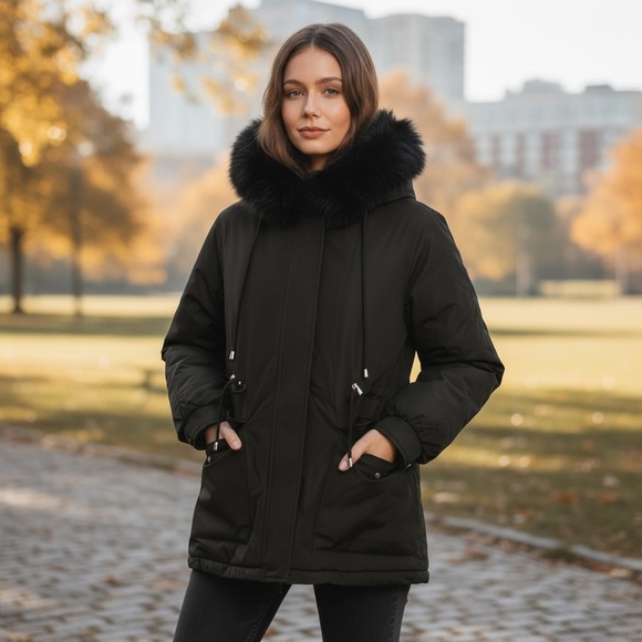 Puffit Faux Fur Mid-Length Hooded Drawstring Parka. NWT - Picture 1 of 14